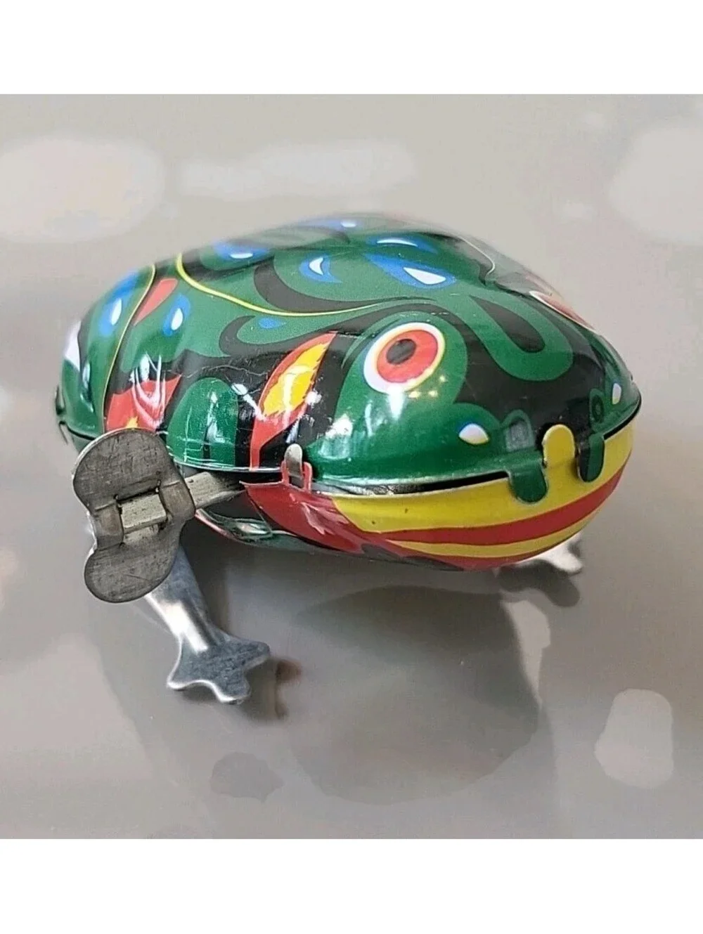 Vintage Tin Litho Hopping Jumping Frog Wind Up Toy M-01 NOS Mint Working
